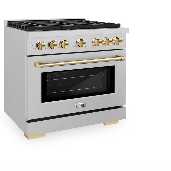 ZLINE 36"Paramount Dual Fuel Range DuraSnow® Gold SDRSZ-36-G09K