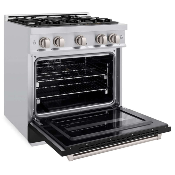 ZLINE 30"Classic Gas Range, Convection Gas Oven, Stainless Steel, Black Matte Door CGR-BLM-3009K