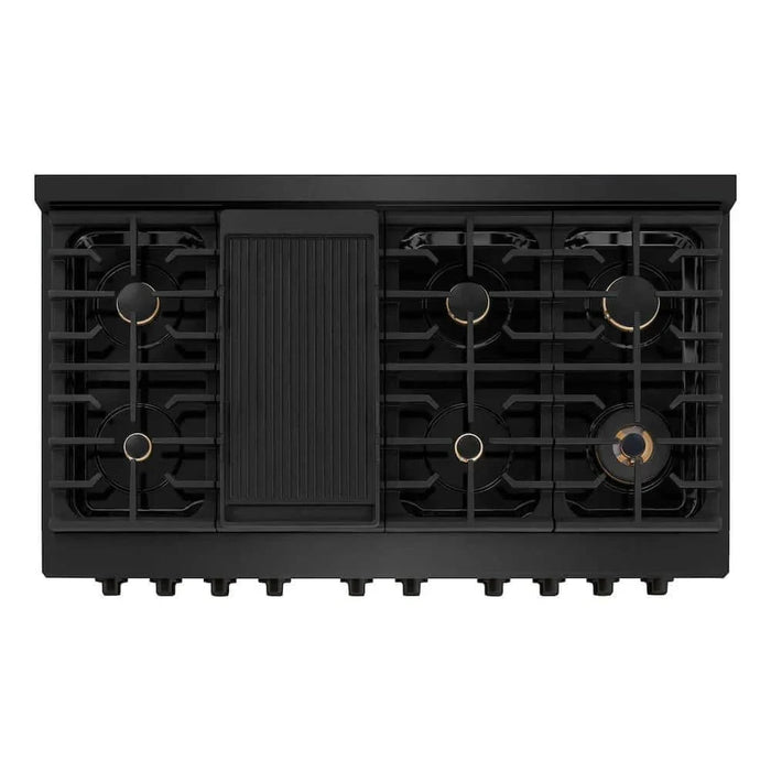 ZLINE 48 in.Gas Range, Convection Gas Oven, Brass Burner, Black Stainless Steel, SGRB-BR-4809K