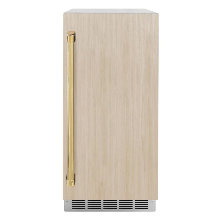 ZLINE 15" Touchstone Clear Cube Ice Maker Drain Pump Panel Ready Door Polished Gold Door ICCDPZ-15-G09K