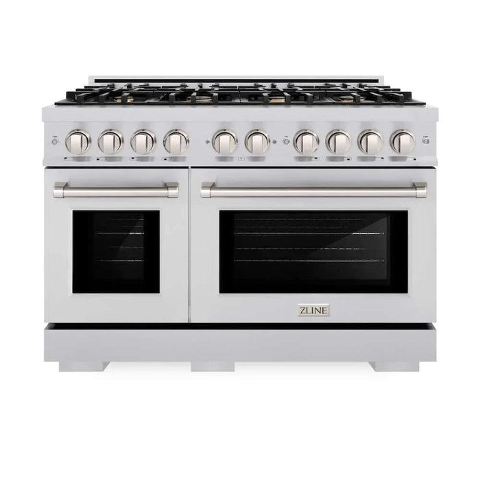 ZLINE 48" Select Dual Fuel Range Gas Cooktop Electric Convection Oven Stainless Steel Brass Burners HDR-BR-4809K