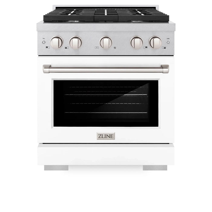 ZLINE 30"Paramount Dual Fuel Range DuraSnow® White Matte SDRS-WM-3009K