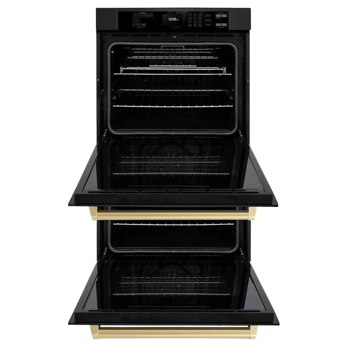 ZLINE 30"Professional True Convection Double Wall Oven, Air Fry, Self Clean Black Stainless Steel, Champagne Bronze WADBZ-30-CB09K