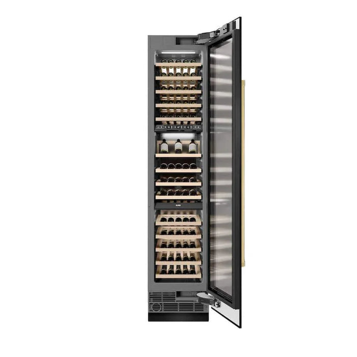 ZLINE 18"Triple Zone 68 Bottle Right Hinge Column Wine Cooler, Black Stainless Steel Polished Gold RCWVRZ-BS-18-G09K