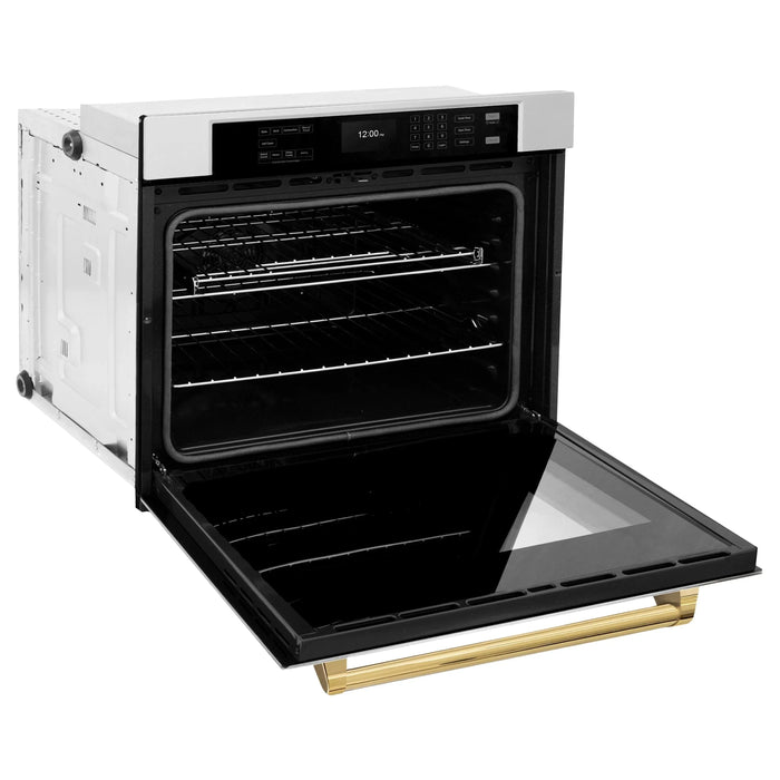 ZLINE 30" Autograph Edition Professional True Convection Single Wall Oven, Air Fry, Self Clean, Stainless Steel, Gold WASZ-30-G09K