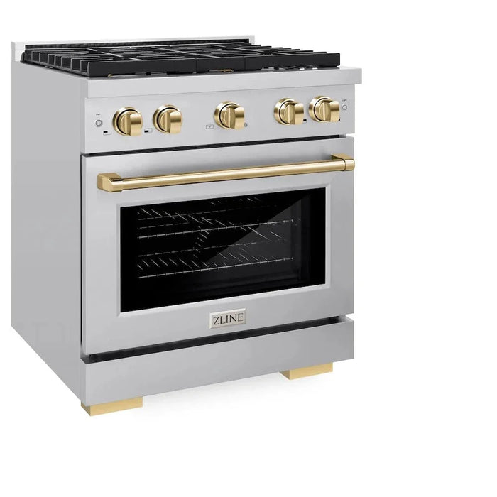 ZLINE 30"Paramount Dual Fuel Range Stainless Steel Gold SDRZ-30-G09K