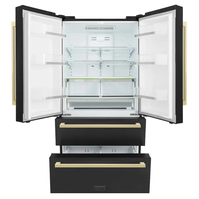 ZLINE 36" Autograph French Door Refrigerator, Ice Maker, Black Stainless RFMZ-36-BS-FCB09K