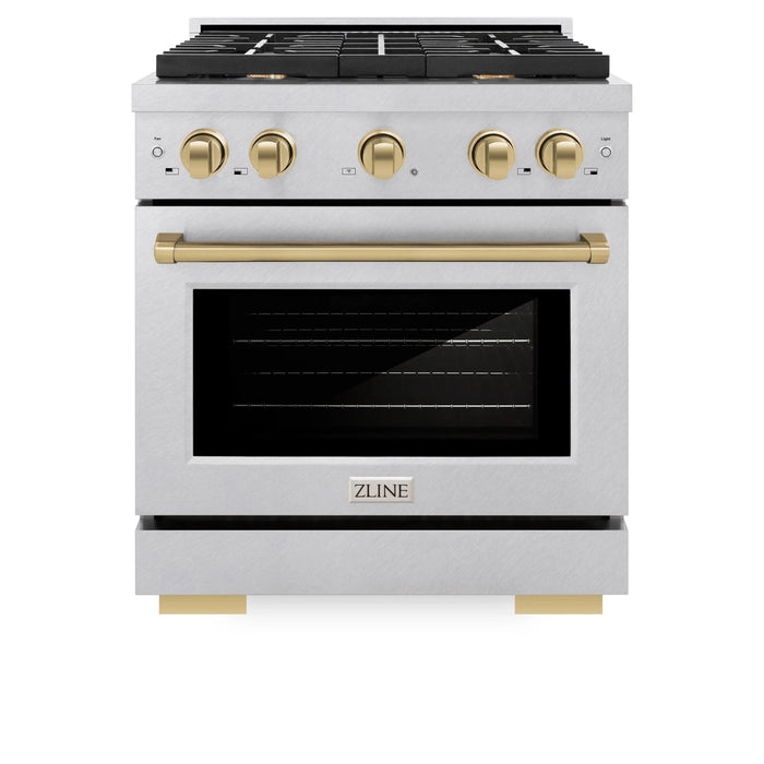 ZLINE 30"Paramount Dual Fuel Range DuraSnow® Champagne Bronze SDRSZ-30-CB09K