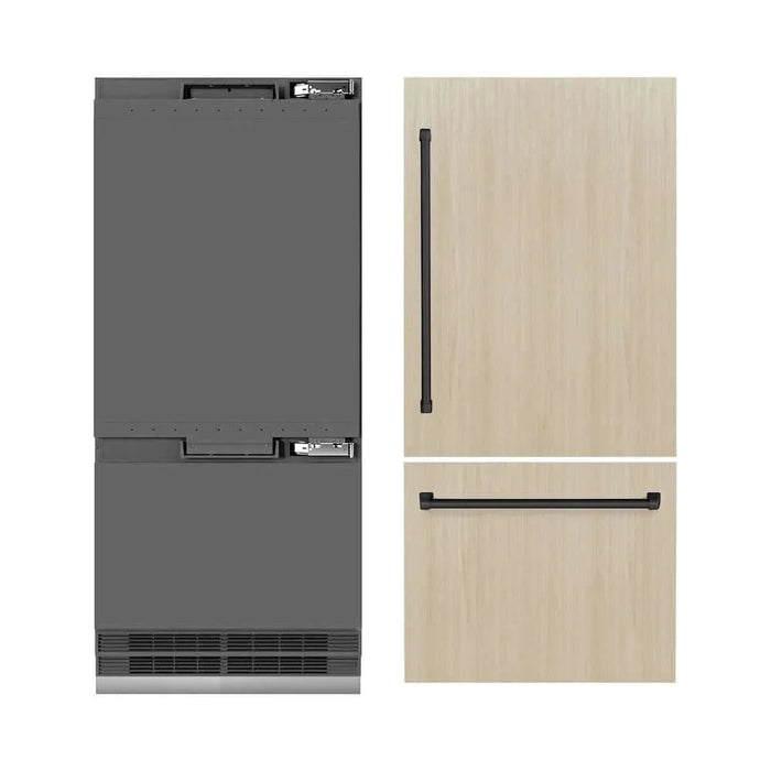 ZLINE 36" Panel Ready Built-In Bottom Freezer Refrigerator,Water Dispenser, Ice Maker,Graphite Gray Matte Black GRBITZ-36-MB09K
