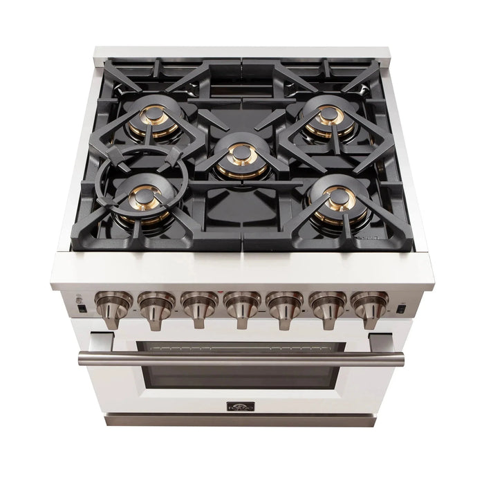 FORNO Capriasca 30" Gas on Gas Range FFSGS6260-30WHT09K