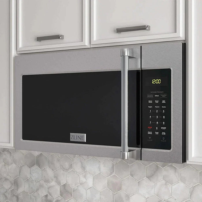 ZLINE 30" Recirculating Over the Range Convection Microwave Oven with Traditional Handle and Charcoal Filters in Fingerprint Resistant Stainless Steel MWO-OTRCFH-30-SS09K