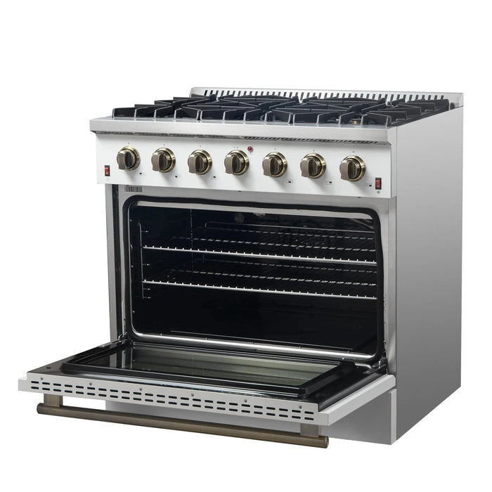 FORNO Galiano 36" Gas on Gas Range FFSGS6244-36WHT09K