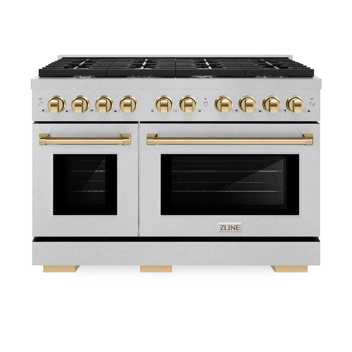 ZLINE 48"Paramount Dual Fuel Range DuraSnow® Gold SDRSZ-48-G09K