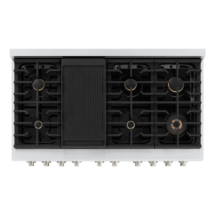 ZLINE 48"Paramount Dual Fuel Range Stainless Steel, Brass Burner, SDR-BR-4809K