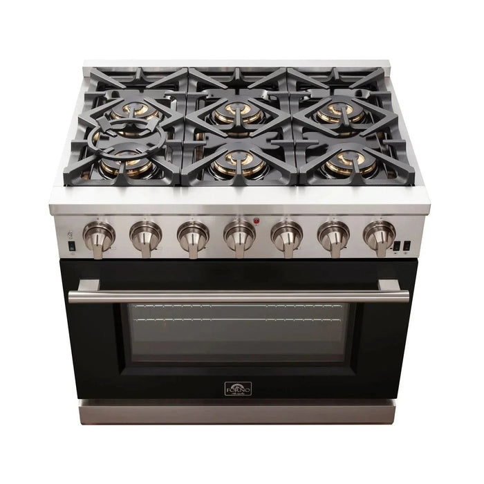 FORNO Capriasca 36" Gas on Gas Range FFSGS6260-36BLK09K