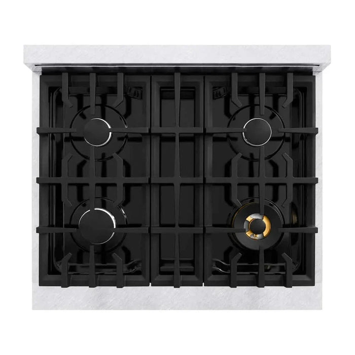 ZLINE 30" Select Gas Range Convection Gas Oven DuraSnow® Stainless Steel Black Matte Door HGRS-BLM-3009K