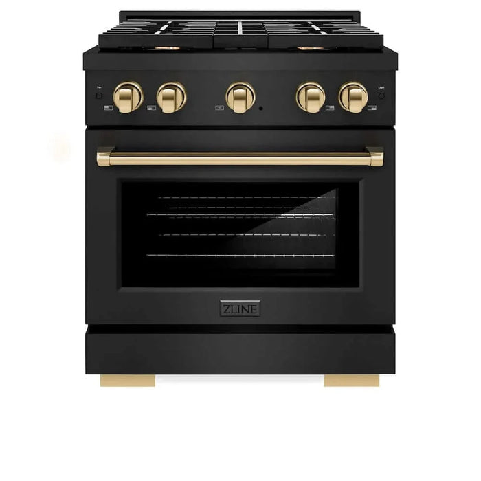ZLINE 30"Gas Range, Convection Gas Oven, Black, Gold, SGRBZ-30-G09K