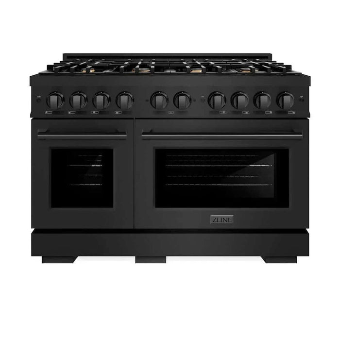 ZLINE 48" Select Gas Range Convection Gas Oven Black Stainless Steel Brass Burners HGRB-BR-4809K