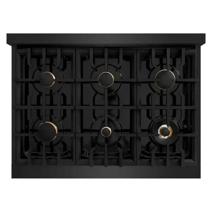 ZLINE 36" Select Dual Fuel Range Gas Cooktop Electric Convection Oven Black Stainless Steel Gold HDRBZ-36-G09K