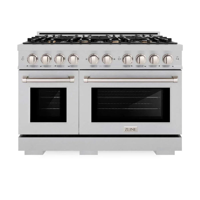 ZLINE 48" Select Dual Fuel Range Gas Cooktop Electric Convection Oven DuraSnow® Stainless Steel Brass Burners HDRS-BR-4809K