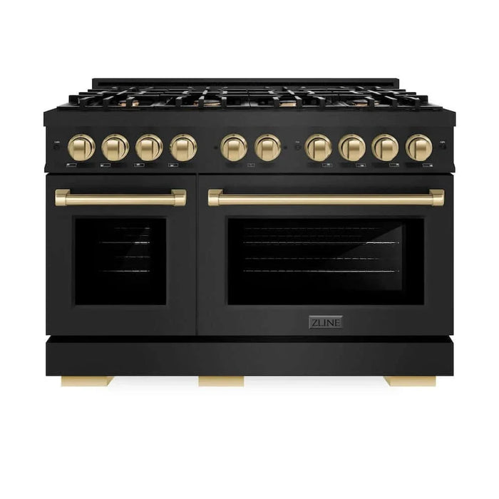ZLINE 48" Select Gas Range Convection Gas Oven Black Stainless Steel Champagne Bronze HGRBZ-48-CB09K