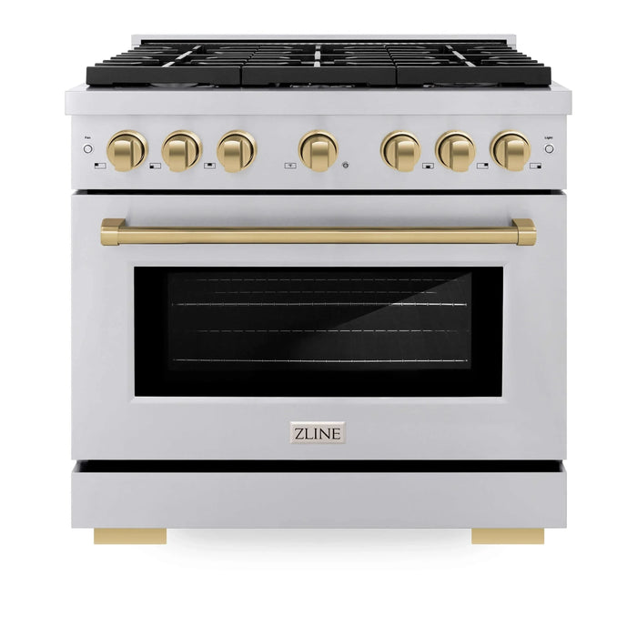 ZLINE 36"Paramount Dual Fuel Range Stainless Steel Champagne Bronze SDRZ-36-CB09K