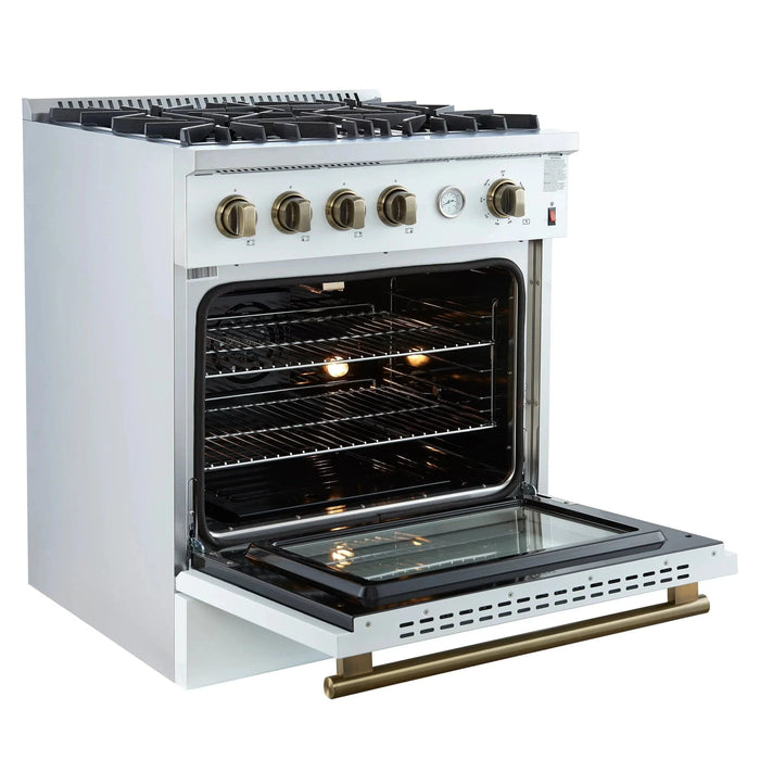 FORNO Marco 30" Gas on Gas Range FFSGS6277-30WHT09K
