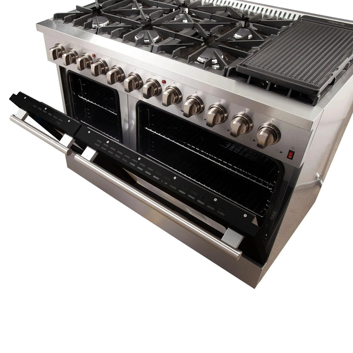 FORNO Galiano 48" Dual Fuel Range, Black, FFSGS6156-48BLK09K