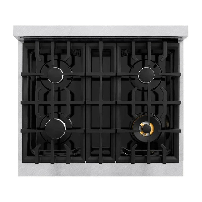ZLINE 30" Dual Fuel Range, Gas Cooktop, Electric Convection Oven DuraSnow® Stainless Steel, CDRS-3009K