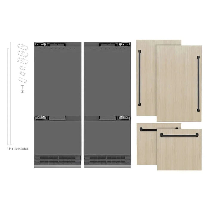 ZLINE 60" Panel Ready Built-In Bottom Freezer Refrigerator,Water Dispenser, Ice Maker,Graphite Gray, Matte Black GRBIVZ-60-MB09K