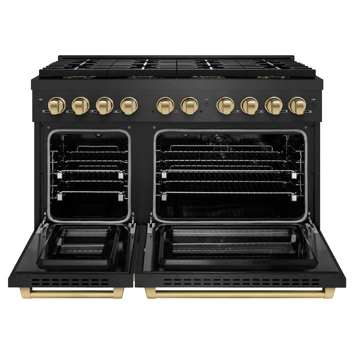 ZLINE 48" Paramount Gas Range DuoPro™ Cooktop, Convection Gas Oven, Black Satin Stainless Steel PSGRBSZ-48-CB09K