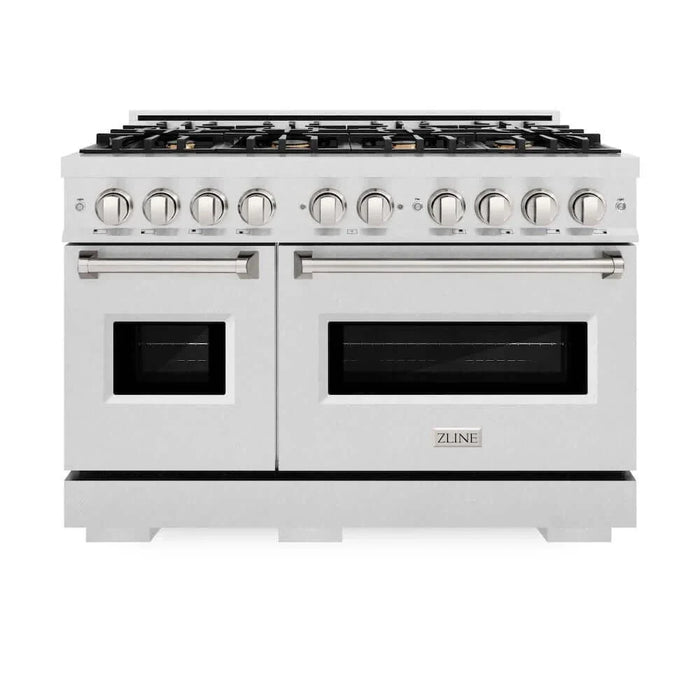 ZLINE 48" Classic Gas Range, Convection Gas Oven DuraSnow® Stainless Steel, Brass Burners CGRS-BR-4809K