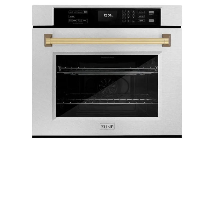 ZLINE 30"Professional True Convection Single Wall Oven, Air Fry, Self Clean, DuraSnow® Champagne Bronze WASSZ-30-CB09K