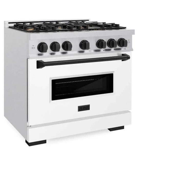ZLINE 36" Dual Fuel Range, Gas Cooktop, Electric Convection Oven DuraSnow® Stainless Steel, Matte Black CDRSZ-36-MB09K