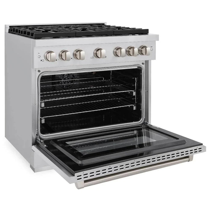 ZLINE 36"Paramount Dual Fuel Range Stainless Steel, Brass Burner, SDR-BR-3609K
