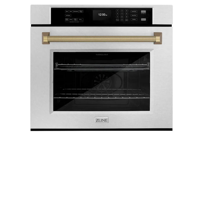 ZLINE Autograph Edition 30" Professional True Convection Single Wall Oven, Air Fry, Self Clean, Stainless Steel, Helix Handles WASZ-30-KCB09K