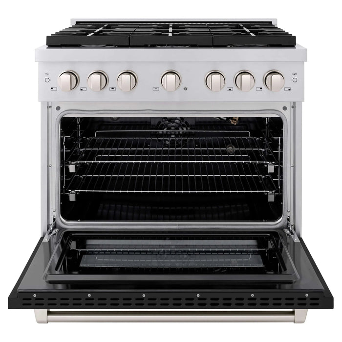 ZLINE 36"Paramount Dual Fuel Range Stainless Steel, Black Matte, SDR-BLM-3609K