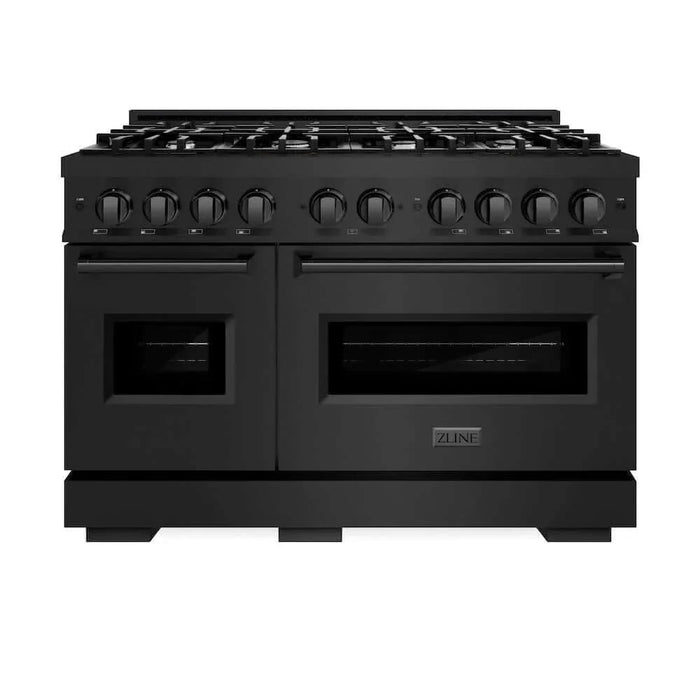 ZLINE 48" Dual Fuel Range, Gas Cooktop, Electric Convection Oven Black Stainless Steel, CDRB-4809K
