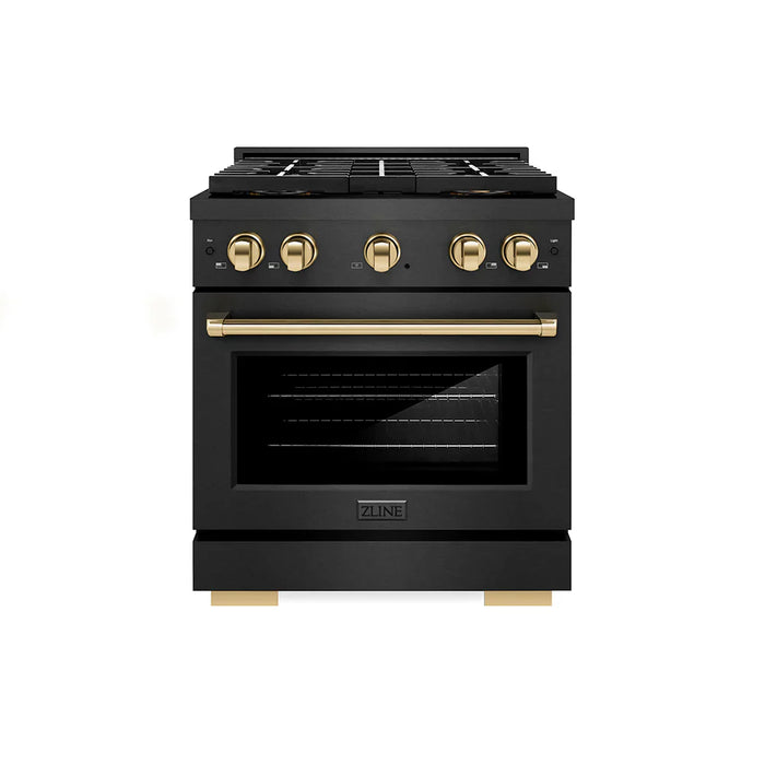 ZLINE 30" Paramount Gas Range, Convection Gas Oven, Black Satin Stainless Steel SGRBSZ-30-CB09K