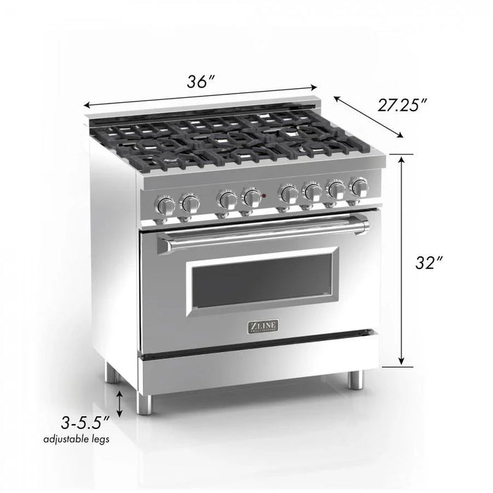 ZLINE 36" Bundle Range RAS-BG-36 & Range Hood 8654BG-36, 2KP-RASBGRH3609K