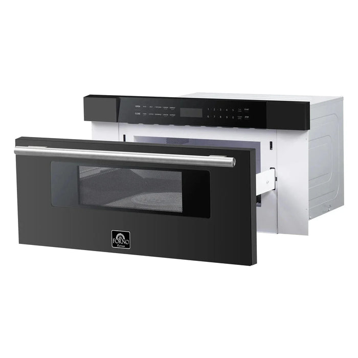 Forno 30" Microwave Drawer Black with Antique Brass, FMWDR3000-30BLK09K