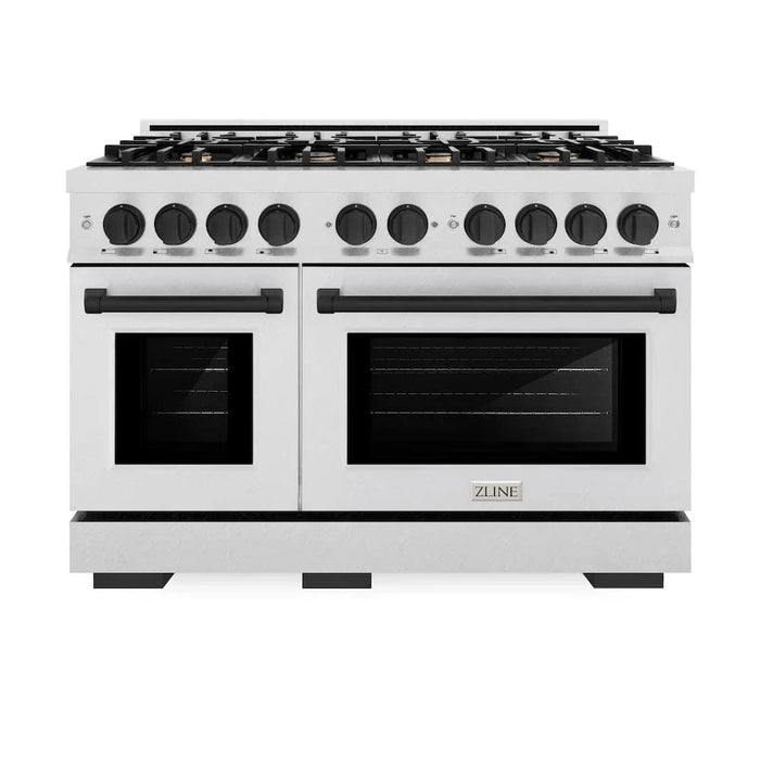ZLINE 48" Select Dual Fuel Range Gas Cooktop Electric Convection Oven DuraSnow® Stainless Steel Matte Black HDRSZ-48-MB09K