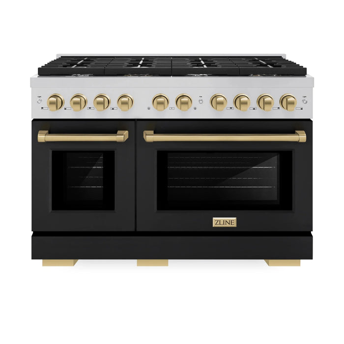 ZLINE 48"Paramount Dual Fuel Range Black Matte Champagne Bronze SDRZ-BLM-48-CB09K