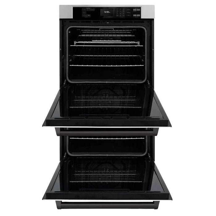 ZLINE 30"Professional True Convection Double Wall Oven, Air Fry, Self Clean, White Matte, Matte Black WADZ-WM-30-MB09K
