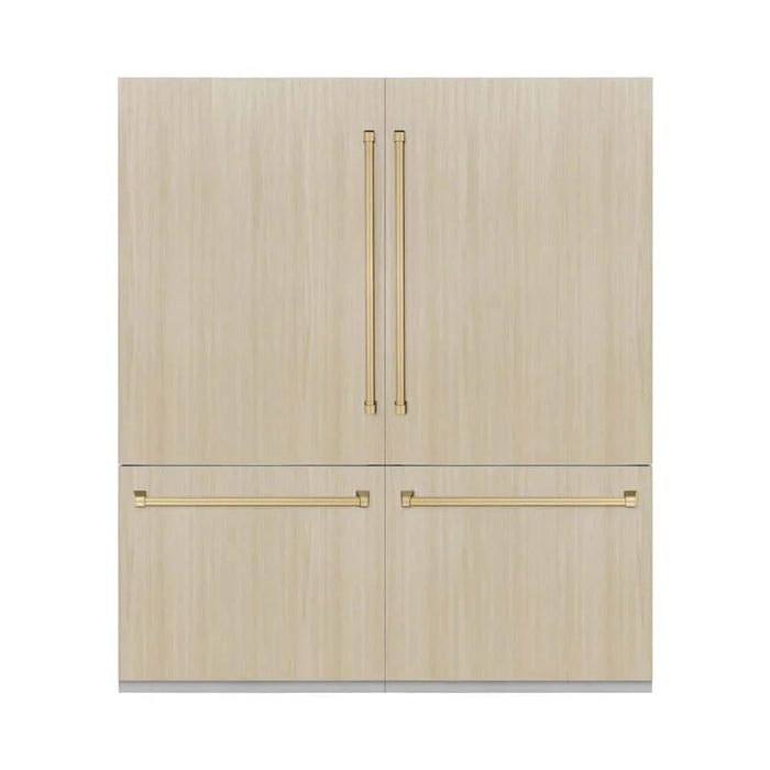 ZLINE 72" Panel Ready Built-In Bottom Freezer Refrigerator,Water Dispenser, Ice Maker, Champagne Bronze RBITZ-72-CB09K