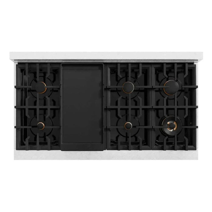 ZLINE 48" Select Dual Fuel Range Gas Cooktop Electric Convection Oven DuraSnow® Stainless Steel Black Matte Door Champagne Bronze HDRSZ-BLM-48-CB09K