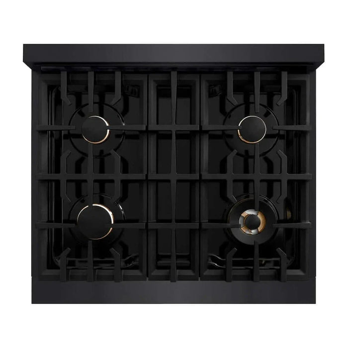 ZLINE 30" Select Dual Fuel Range Gas Cooktop Electric Convection Oven Black Stainless Steel Champagne Bronze HDRBZ-30-CB09K