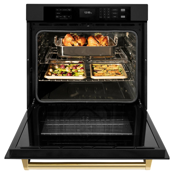 ZLINE 30 "Professional True Convection Single Wall Oven, Air Fry, Self Clean, Black Stainless Steel, Champagne Bronze WASBZ-30-CB09K