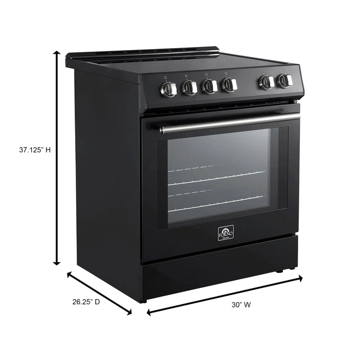 FORNO Espresso Leonardo 30" Electric Range, FFSEL6012-30BLK09K