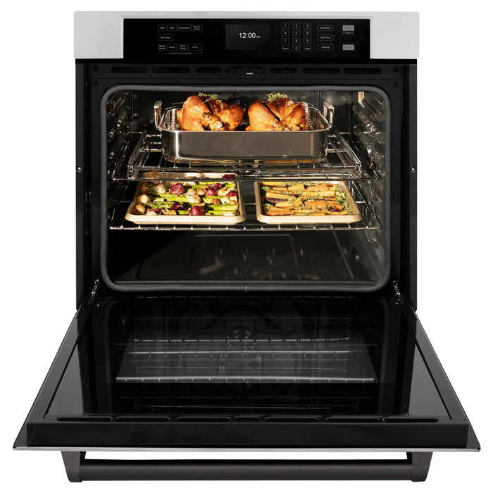 ZLINE 30" Autograph Edition Professional True Convection Single Wall Oven, Air Fry, Self Clean, Stainless Steel, Matte Black WASZ-30-MB09K